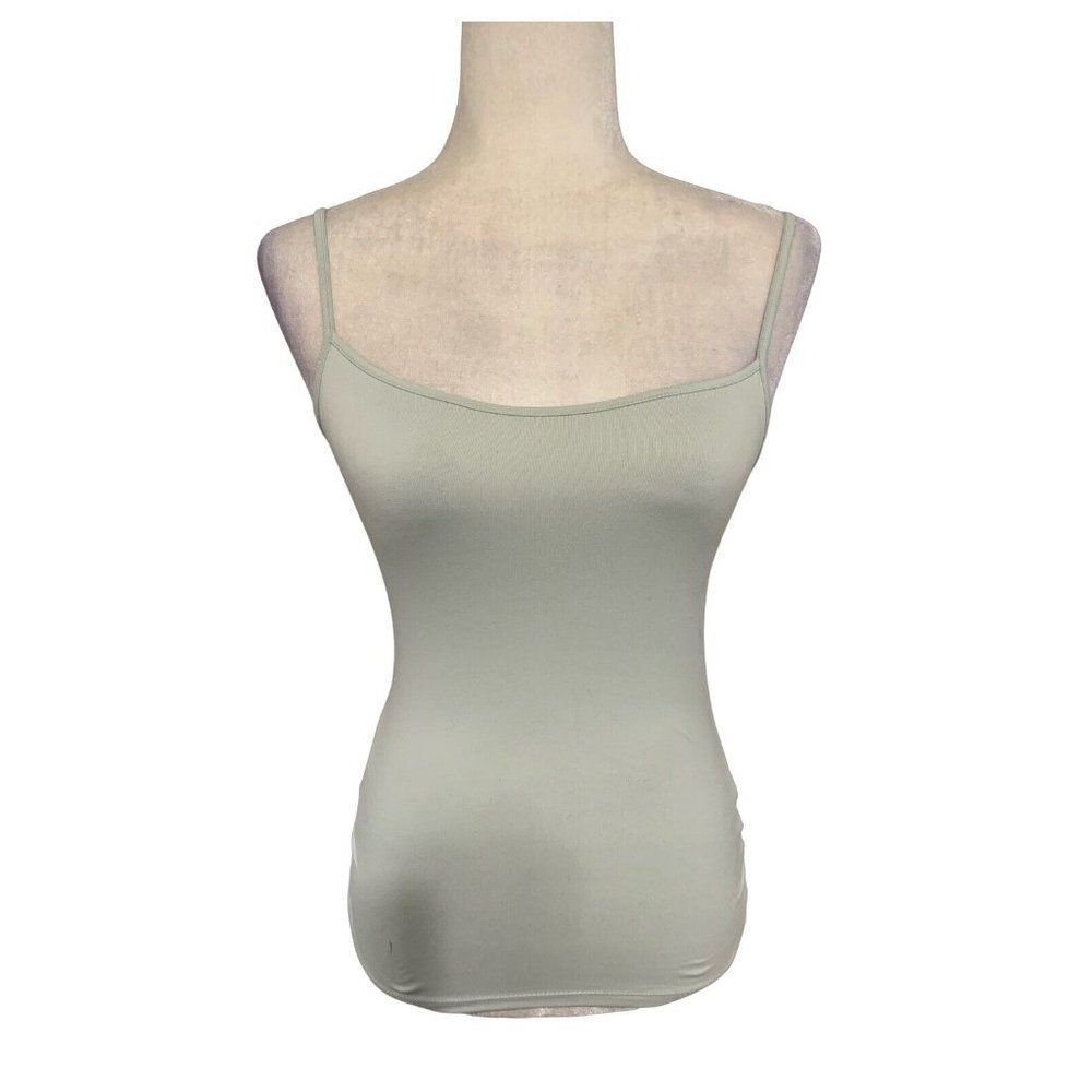 zara womens solid light blue Round Neck Fitted tank top cami small